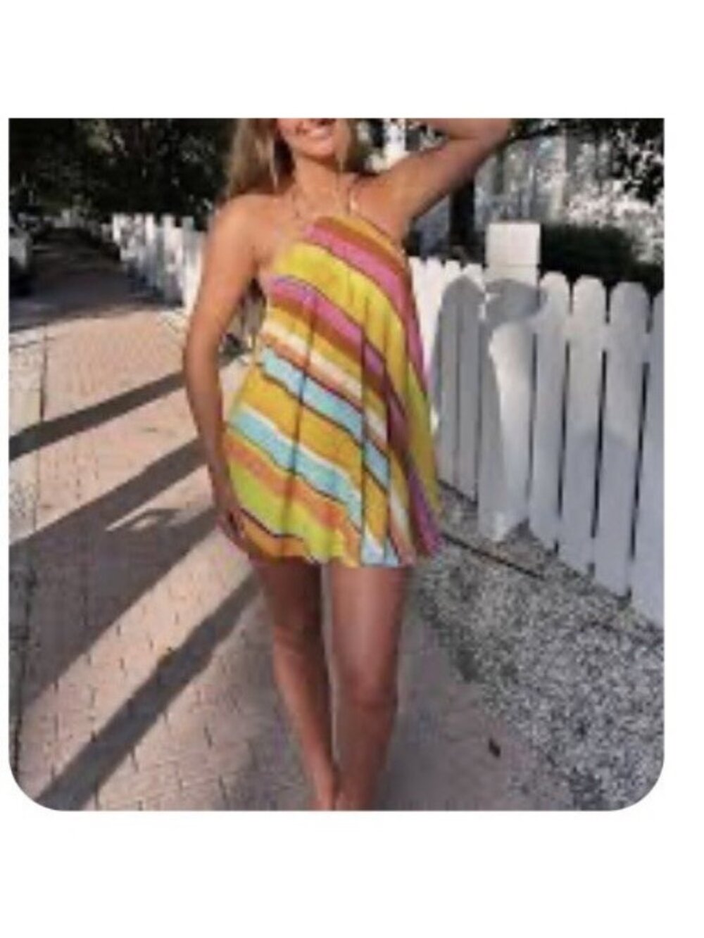 gianni bini Mini Dress Romper Girly Feminine Festival Party Xs Striped Colorful